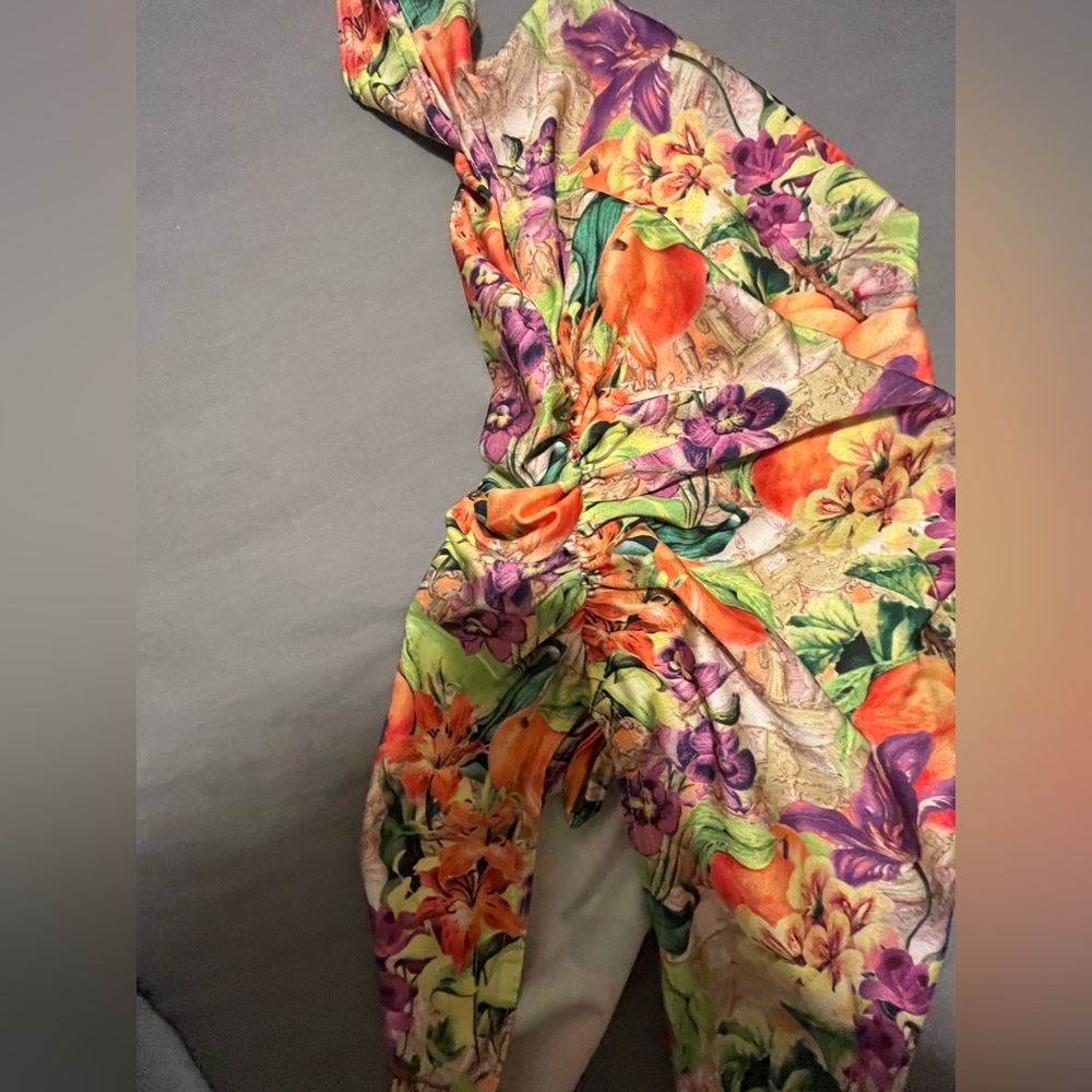 One strap one piece bathing suit, matching cover up